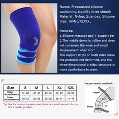 Knee Support Brace Compression Sleeves Protector Elastic Kneepad Silicon Padded Bracket Basketball Running Fitness knee pads XXL