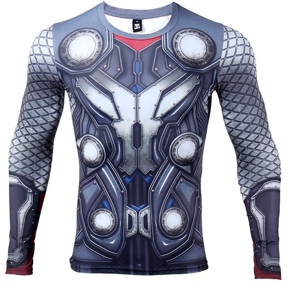 THOR 3D Printed T shirts Men Compression Shirt Hero Cosplay Long Sleeve Tops Male Gym Fitness BodyBuilding Clothes