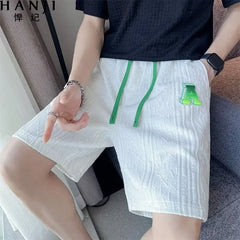 Spring Men's Shorts Korean Fashion Green Shorts Harajuku High Street Men's Clothing Men's Casual Shorts At Home New