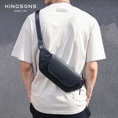 Men Sports Chest Waist Bag Simple Design Waterproof Running Gym Messenger Bag Black Lightweight Shoulder Bag