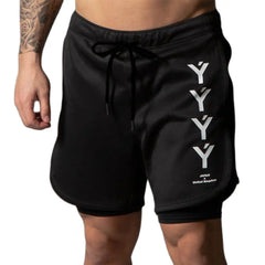 1 Double Layer Shorts Men Gym Fitness Workout Bermuda Run Sports Quick Dry Male Short Shorts Summer Casual Beach Pants