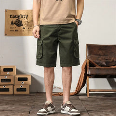 Summer New Men Cargo Shorts Cotton Loose Solid Casual Straight Fashion Outdoor Sports Gym Jogger Short Cargo Pants For Men