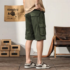 Summer New Men Cargo Shorts Cotton Loose Solid Casual Straight Fashion Outdoor Sports Gym Jogger Short Cargo Pants For Men