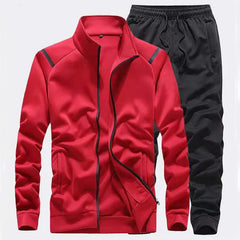 Nice Pop solid color Tracksuit Men 2 Piece Set Hoodie and Pants Casual Sportswear Gym Clothing Jogging Men's Suits Black Red