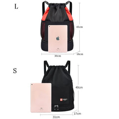 Double Layer Clothes Shoe Gym Backpack Outdoor Travel Running Fitness Bag Drawstring Pocket Woman Men Drawstring Sports Backpack